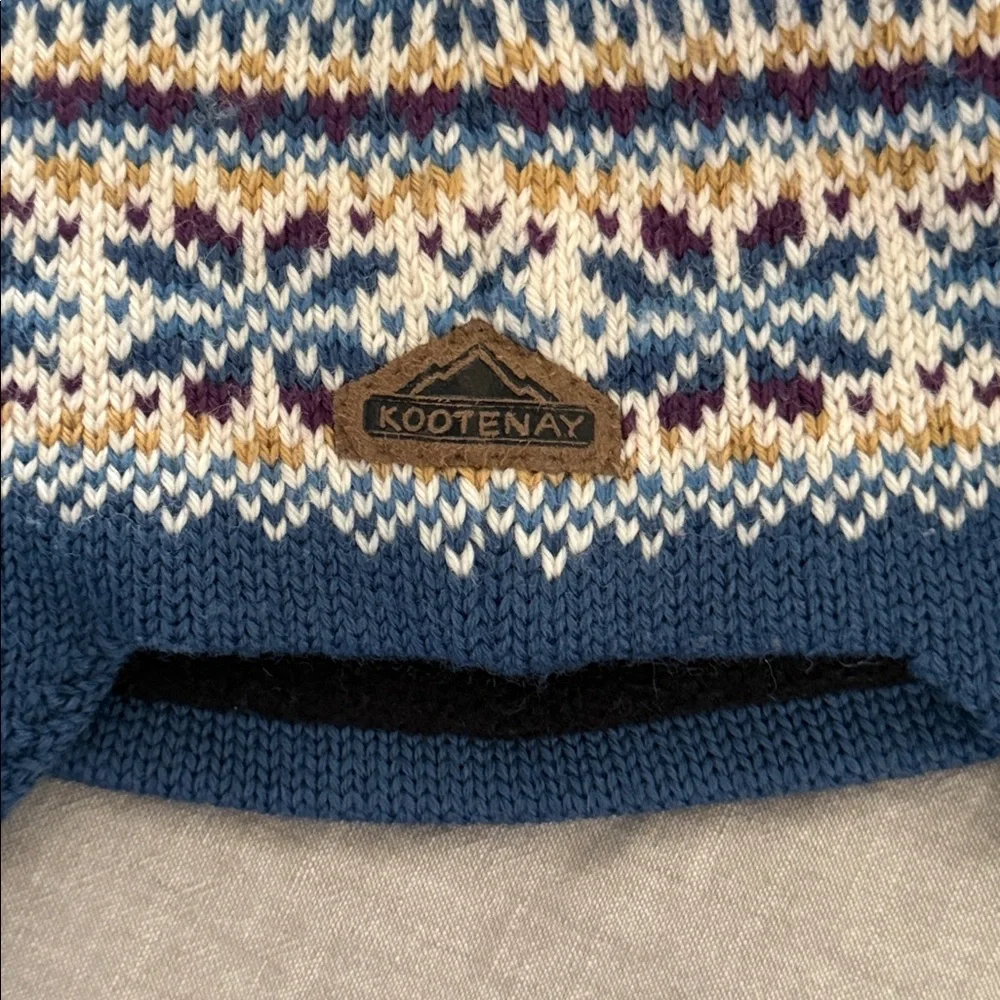 KOOTENNAY Knitting Co 100% Pure wool Beanie Fair Isle Hat.